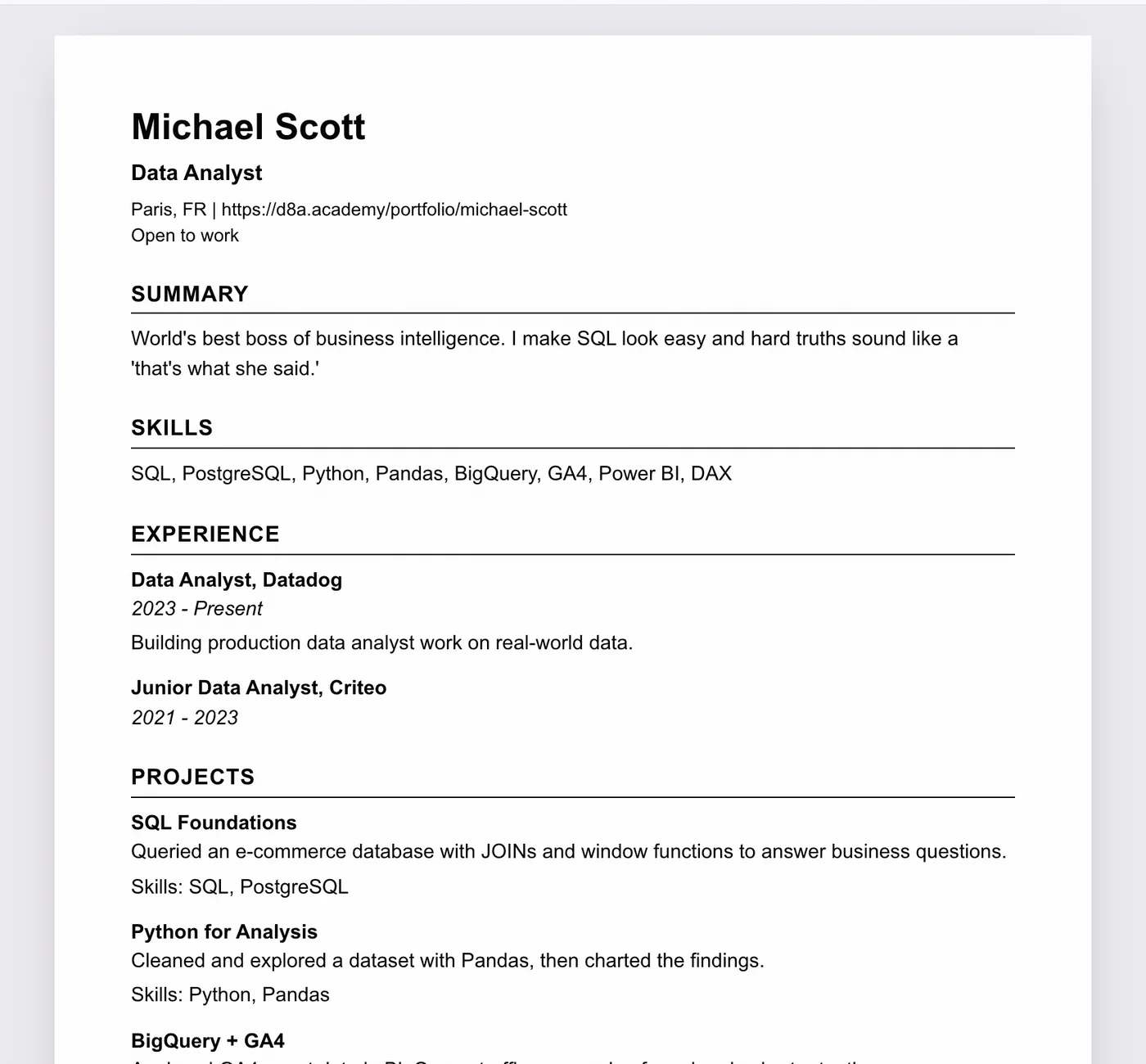 The text-only version: one column, no graphics, selectable text.